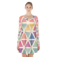 Colorful Triangle Long Sleeve Velvet V-neck Dress by Brittlevirginclothing