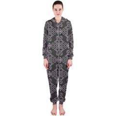 Line Geometry Pattern Geometric Hooded Jumpsuit (ladies) 