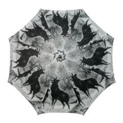 Stag Deer Forest Winter Christmas Golf Umbrellas by Amaryn4rt