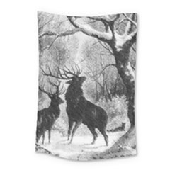 Stag Deer Forest Winter Christmas Small Tapestry by Amaryn4rt