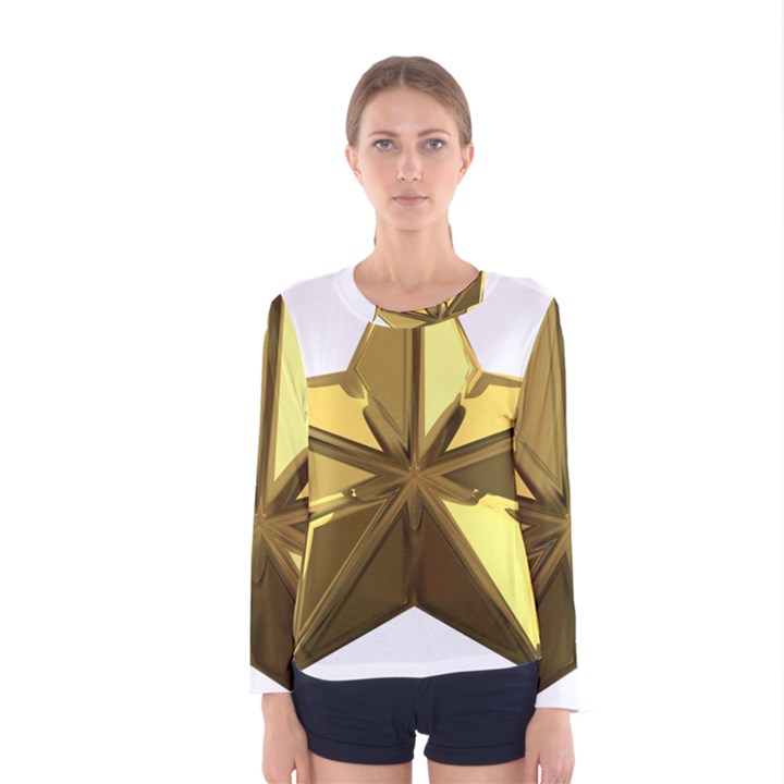 Stars Gold Color Transparency Women s Long Sleeve Tee
