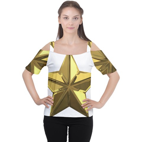 Stars Gold Color Transparency Women s Cutout Shoulder Tee by Amaryn4rt