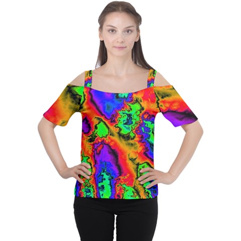 Hot Fractal Statement Women s Cutout Shoulder Tee by Fractalworld