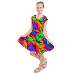 Hot Fractal Statement Kids  Short Sleeve Dress by Fractalworld