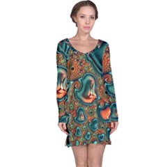 Painted Fractal Long Sleeve Nightdress by Fractalworld