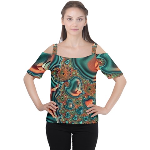 Painted Fractal Women s Cutout Shoulder Tee by Fractalworld