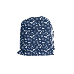 Nautical Navy Drawstring Pouches (medium)  by electrogiraffe