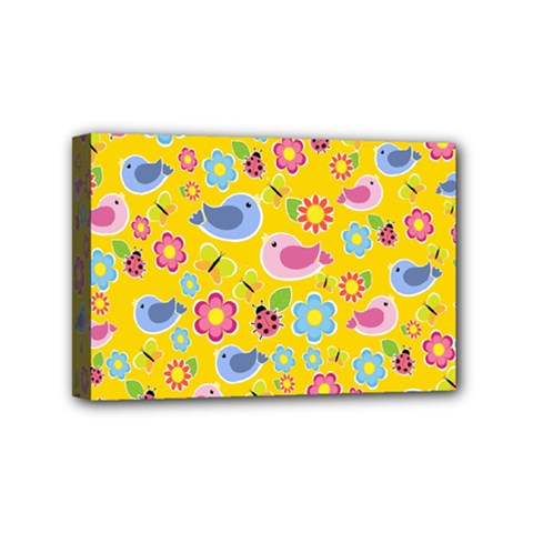Spring Pattern - Yellow Mini Canvas 6  X 4  by Valentinaart