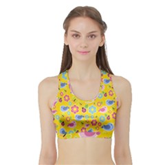 Spring Pattern - Yellow Sports Bra With Border