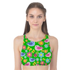 Spring Pattern - Green Tank Bikini Top