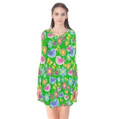 Spring Pattern - Green Flare Dress by Valentinaart