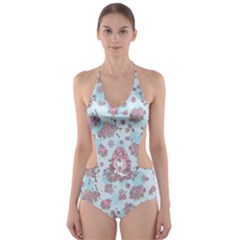 Space Roses Cut-out One Piece Swimsuit by electrogiraffe