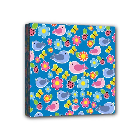 Spring Pattern - Blue Mini Canvas 4  X 4  by Valentinaart