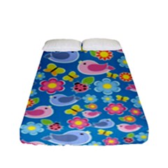 Spring Pattern - Blue Fitted Sheet (full/ Double Size) by Valentinaart