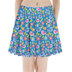 Spring Pattern - Blue Pleated Mini Skirt by Valentinaart