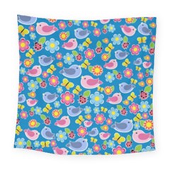 Spring Pattern - Blue Square Tapestry (large) by Valentinaart