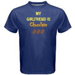 Blue My Girlfriend Is Chocolate  Men s Cotton Tee