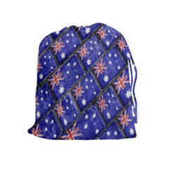 Australian Flag Urban Grunge Pattern Drawstring Pouches (extra Large) by dflcprints