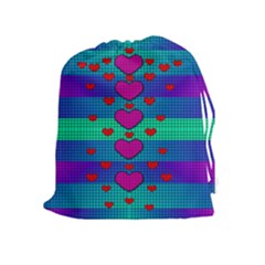 Hearts Weave Drawstring Pouches (extra Large) by pepitasart