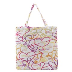 Love Heart Valentine Rainbow Color Purple Pink Yellow Green Grocery Tote Bag