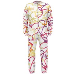 Love Heart Valentine Rainbow Color Purple Pink Yellow Green OnePiece Jumpsuit (Men) 