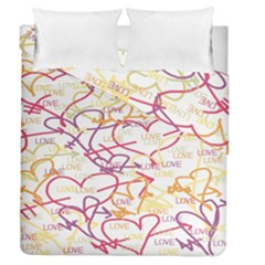 Love Heart Valentine Rainbow Color Purple Pink Yellow Green Duvet Cover Double Side (Queen Size)