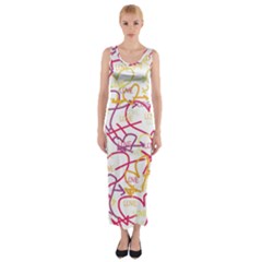 Love Heart Valentine Rainbow Color Purple Pink Yellow Green Fitted Maxi Dress