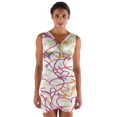 Love Heart Valentine Rainbow Color Purple Pink Yellow Green Wrap Front Bodycon Dress