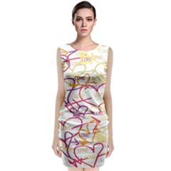 Love Heart Valentine Rainbow Color Purple Pink Yellow Green Classic Sleeveless Midi Dress