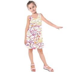 Love Heart Valentine Rainbow Color Purple Pink Yellow Green Kids  Sleeveless Dress