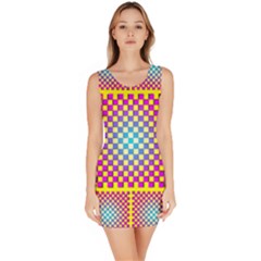 Rotational Plaid Purple Blue Yellow Sleeveless Bodycon Dress