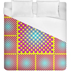 Rotational Plaid Purple Blue Yellow Duvet Cover (King Size)