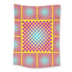 Rotational Plaid Purple Blue Yellow Medium Tapestry