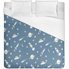 Space Saturn Star Moon Rocket Planet Meteor Duvet Cover (King Size)