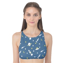 Space Saturn Star Moon Rocket Planet Meteor Tank Bikini Top