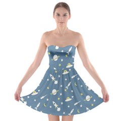 Space Saturn Star Moon Rocket Planet Meteor Strapless Bra Top Dress