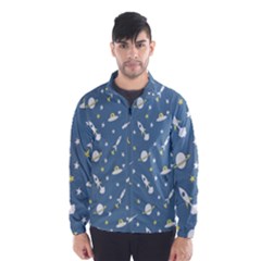 Space Saturn Star Moon Rocket Planet Meteor Wind Breaker (Men)