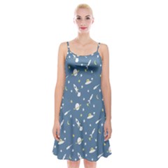 Space Saturn Star Moon Rocket Planet Meteor Spaghetti Strap Velvet Dress