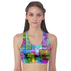 Rainbow Floral Doodle Sports Bra by KirstenStar