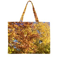 Autumn Leaves With Kitty Zipper Large Tote Bag