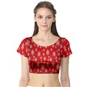 Christmas Snow Flake Pattern Short Sleeve Crop Top (Tight Fit) View1