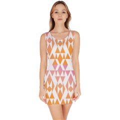 Geometric Abstract Orange Purple Pattern Sleeveless Bodycon Dress