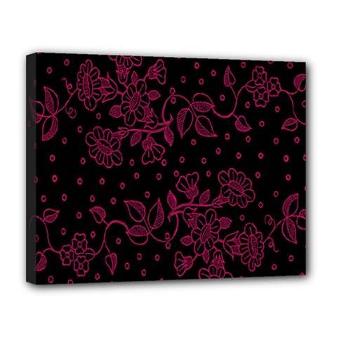 Pink Floral Pattern Background Wallpaper Canvas 14  X 11  by Nexatart