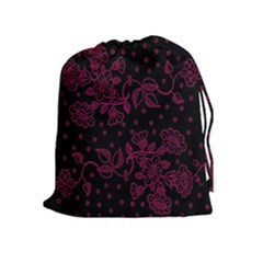 Pink Floral Pattern Background Wallpaper Drawstring Pouches (extra Large)