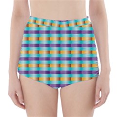 Pattern Grid Squares Texture High-waisted Bikini Bottoms by Nexatart