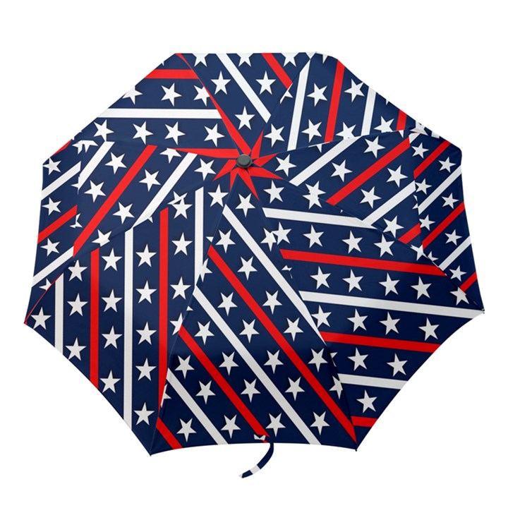 Patriotic Red White Blue Stars Folding Umbrellas