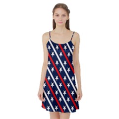 Patriotic Red White Blue Stars Satin Night Slip