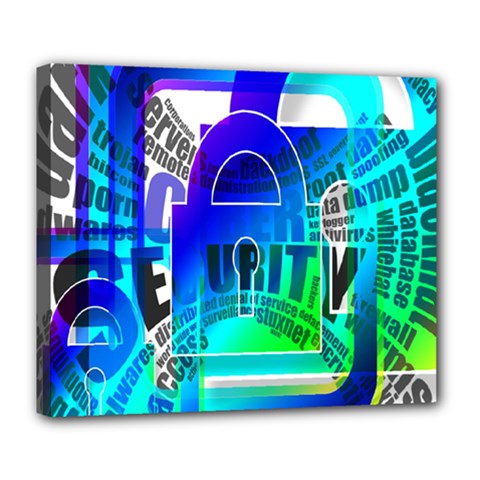 Security Castle Sure Padlock Deluxe Canvas 24  X 20   by Nexatart