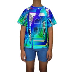 Security Castle Sure Padlock Kids  Short Sleeve Swimwear