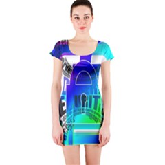 Security Castle Sure Padlock Short Sleeve Bodycon Dress by Nexatart